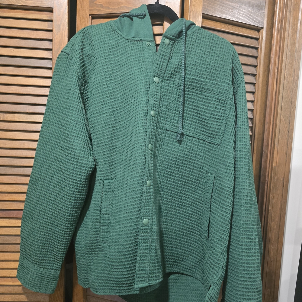 Green Waffle Knit Hoodie